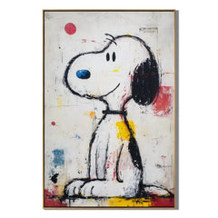Snoopy Hand-Painted Oil Painting | Modern Pop Art Cartoon Wall Art | Abstract Graffiti Canvas Artwork for Living Room, Bedroom, Kids Room & Office # OA 1081