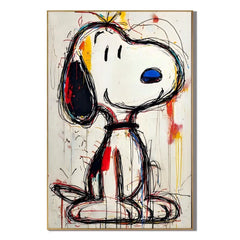 Snoopy Hand-Painted Oil Painting | Modern Pop Art Cartoon Wall Art | Abstract Graffiti Canvas Artwork for Living Room, Bedroom, Kids Room & Office # OA 1082