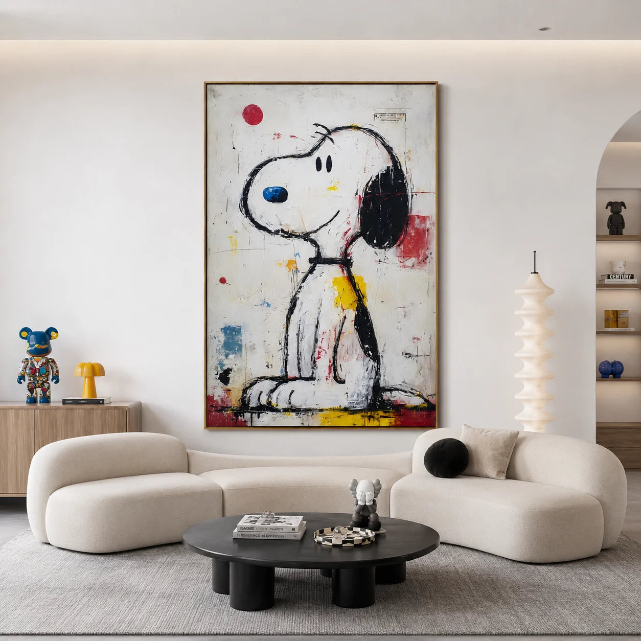 Snoopy Hand-Painted Oil Painting | Modern Pop Art Cartoon Wall Art | Abstract Graffiti Canvas Artwork for Living Room, Bedroom, Kids Room & Office # OA 1081