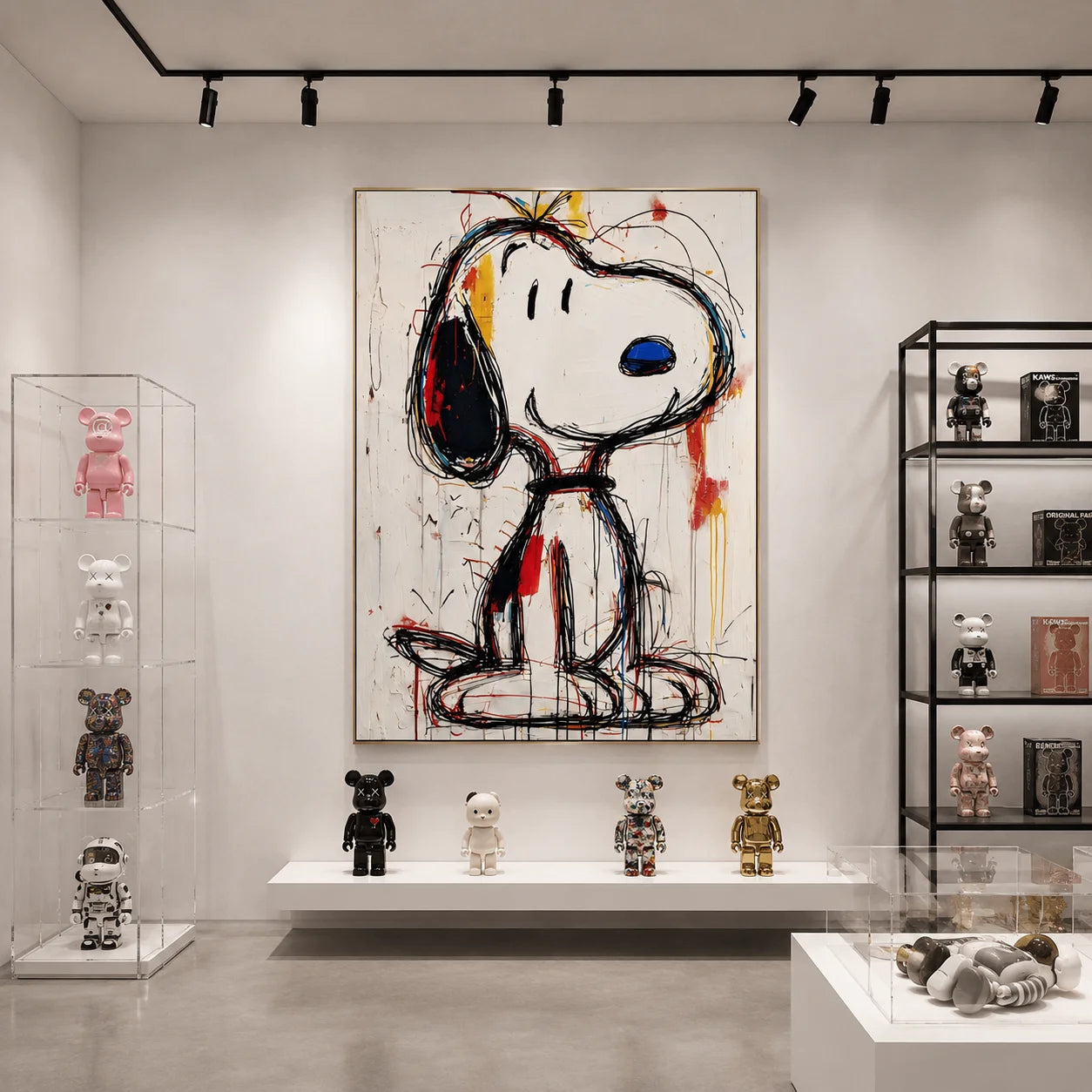 Snoopy Hand-Painted Oil Painting | Modern Pop Art Cartoon Wall Art | Abstract Graffiti Canvas Artwork for Living Room, Bedroom, Kids Room & Office # OA 1082