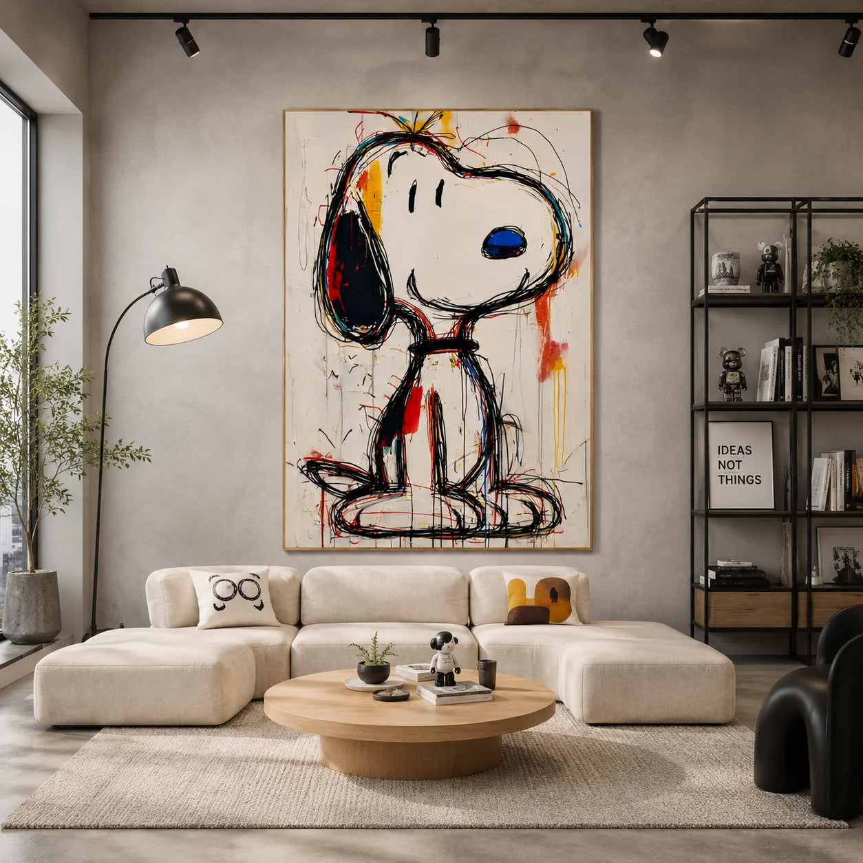 Snoopy Hand-Painted Oil Painting | Modern Pop Art Cartoon Wall Art | Abstract Graffiti Canvas Artwork for Living Room, Bedroom, Kids Room & Office # OA 1082