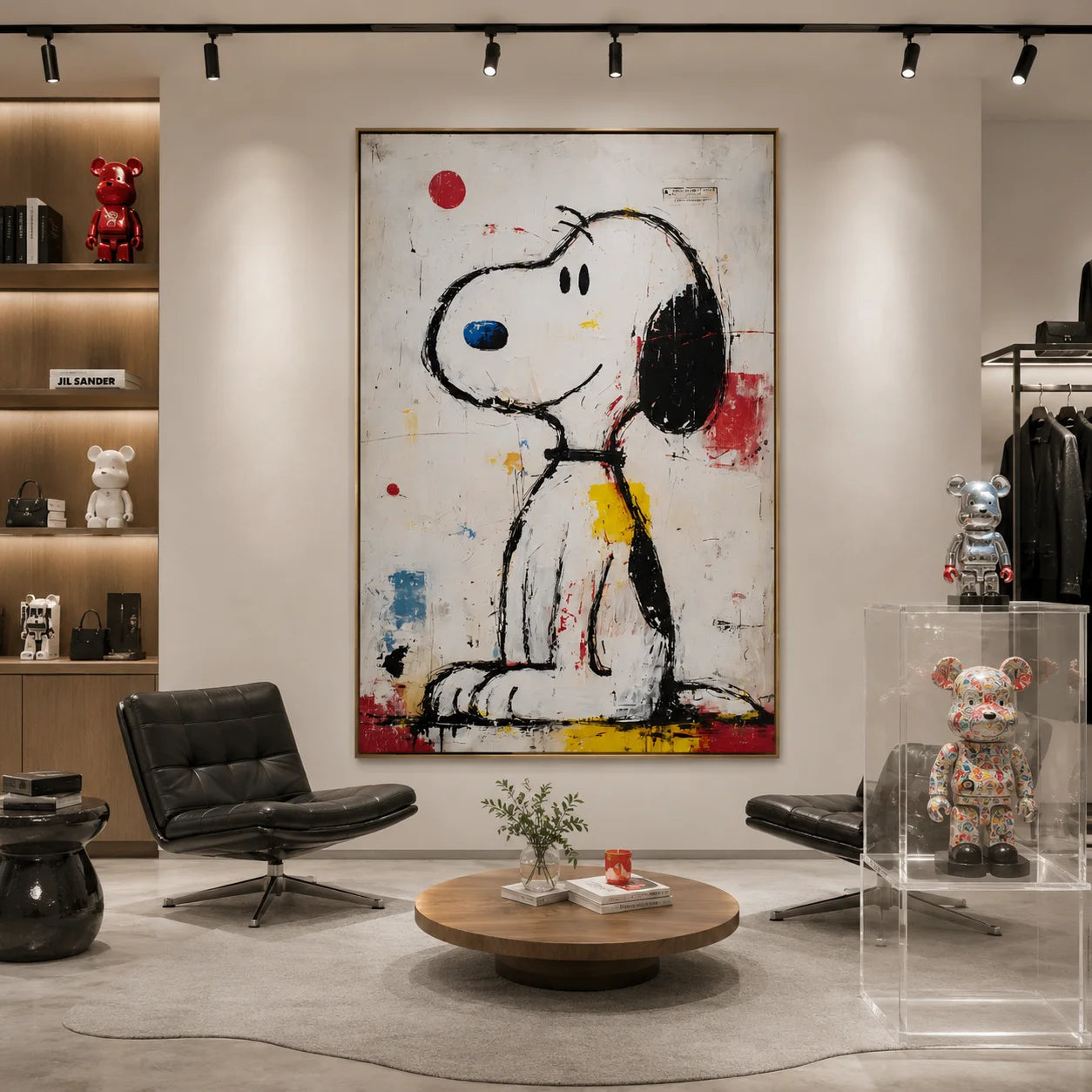 Snoopy Hand-Painted Oil Painting | Modern Pop Art Cartoon Wall Art | Abstract Graffiti Canvas Artwork for Living Room, Bedroom, Kids Room & Office # OA 1081