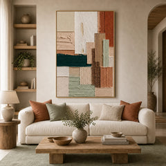 Terracotta and Sage Abstract Hand-Painted Oil Painting # OA 1104