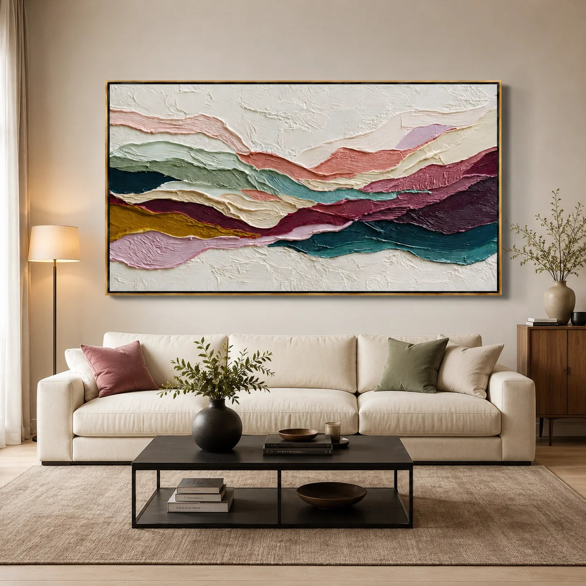 Textured Abstract Landscape Hand-Painted Oil Painting, Modern Impasto Canvas Wall Art for Luxury Home Decor#OA 0949