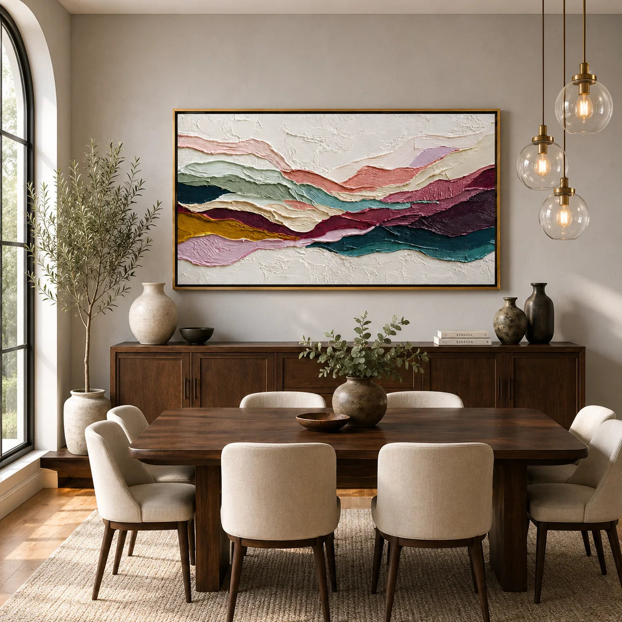 Textured Abstract Landscape Hand-Painted Oil Painting, Modern Impasto Canvas Wall Art for Luxury Home Decor#OA 0949