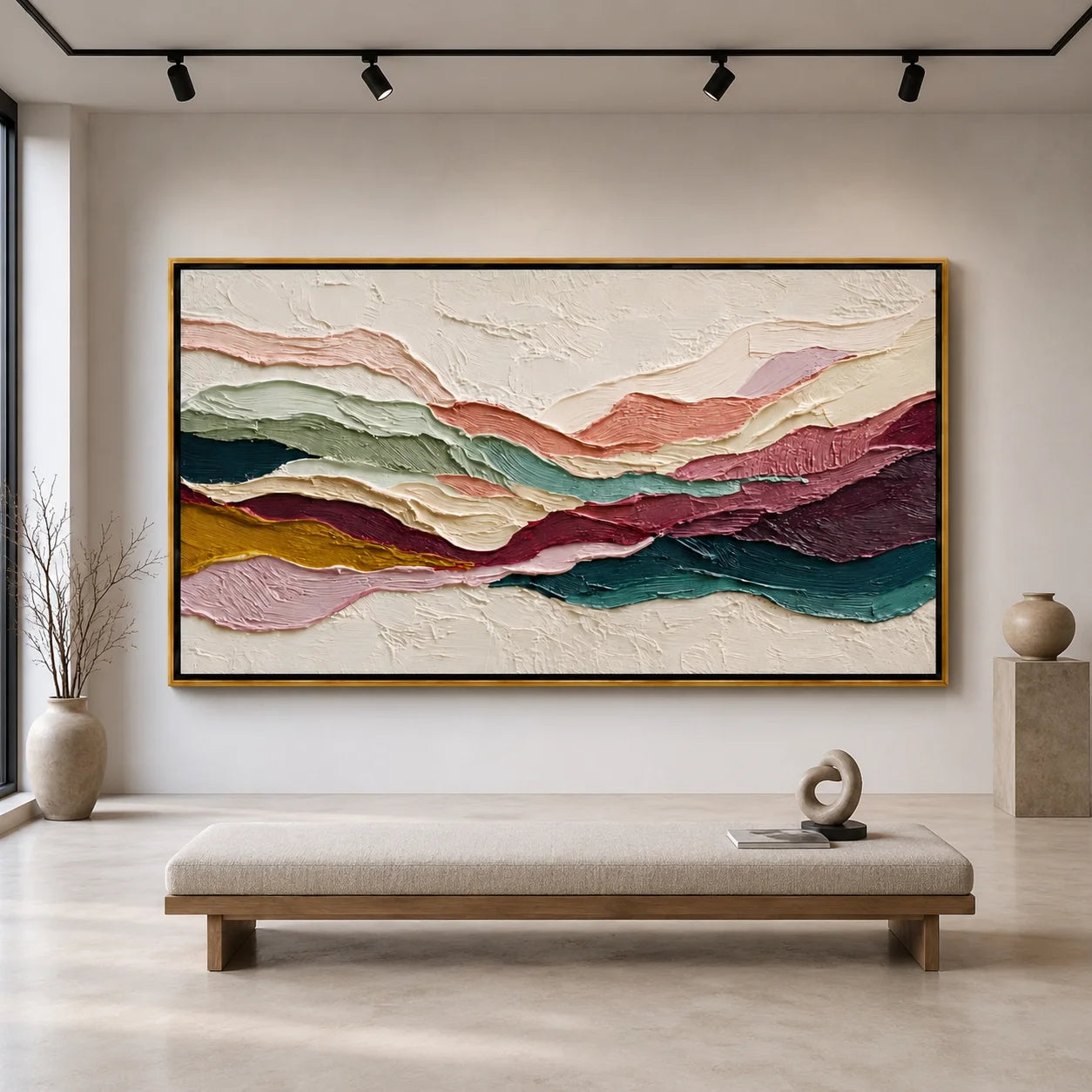 Textured Abstract Landscape Hand-Painted Oil Painting, Modern Impasto Canvas Wall Art for Luxury Home Decor#OA 0949