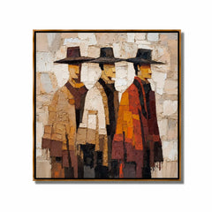 Three Cowboys Hand-Painted Oil Painting | Western Figurative Wall Art with Textured Palette Knife Detail #OA 1009