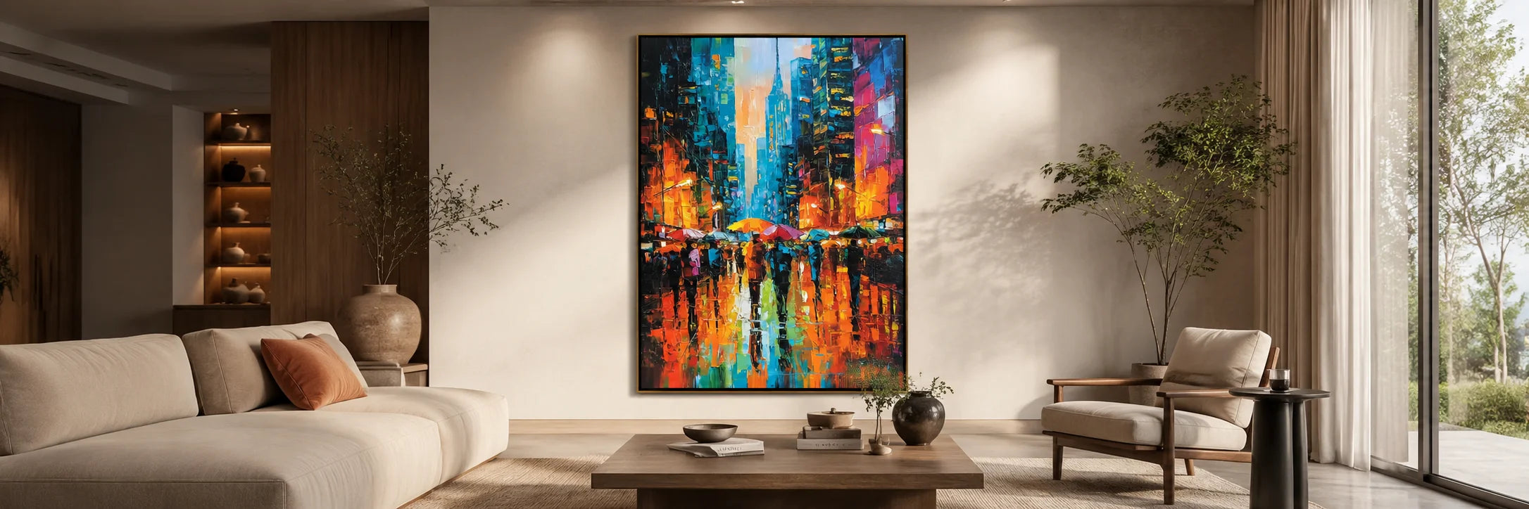 Handmade oil canvas artwork with layered brushwork and artistic movement