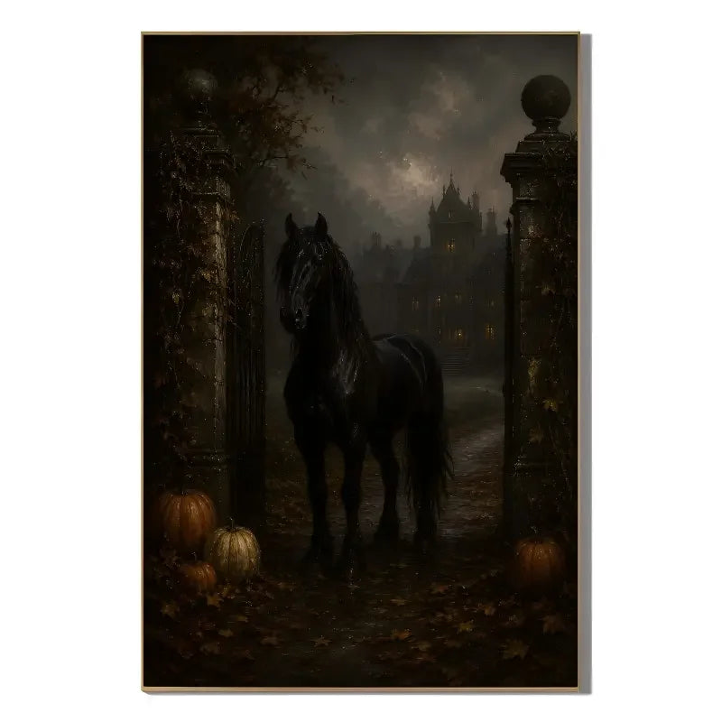 Ownanart Vintage Dark Gothic Crystal Ball and Tarot Card Hand-Painted Oil Painting – Moonlit Candle Mystical Still Life Vertical Wall Art # OA 1293