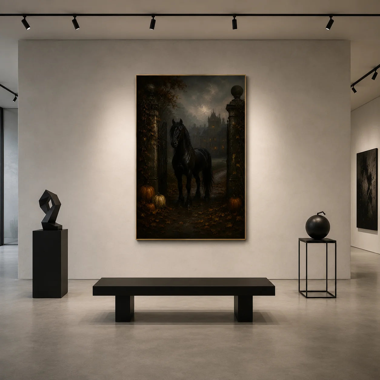 Ownanart Vintage Dark Gothic Crystal Ball and Tarot Card Hand-Painted Oil Painting – Moonlit Candle Mystical Still Life Vertical Wall Art # OA 1293