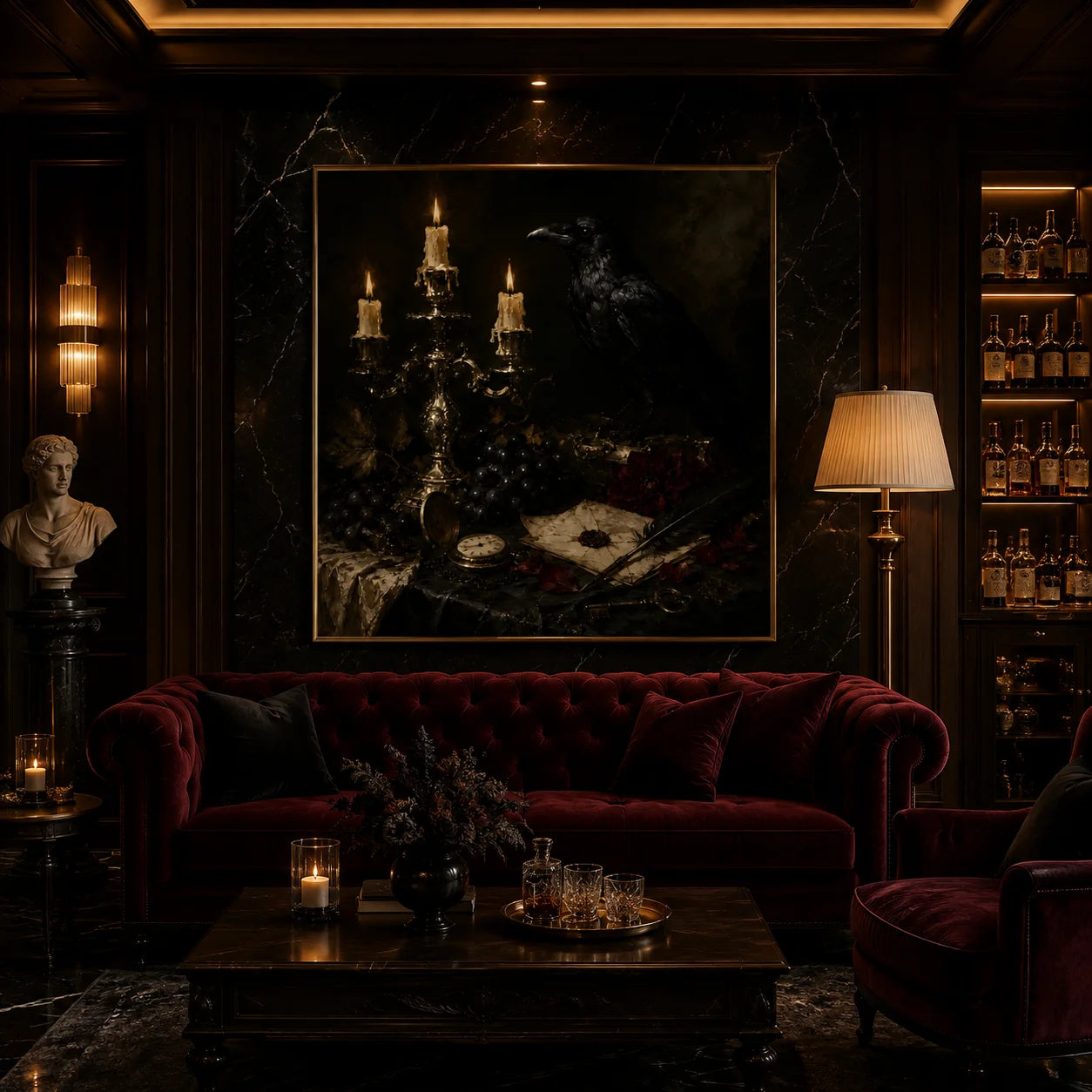 Ownanart Vintage Halloween Black Cat and Pumpkin Hand-Painted Oil Painting – Warm Lantern Autumn Still Life Dark Romantic Square Wall Art # OA 1299