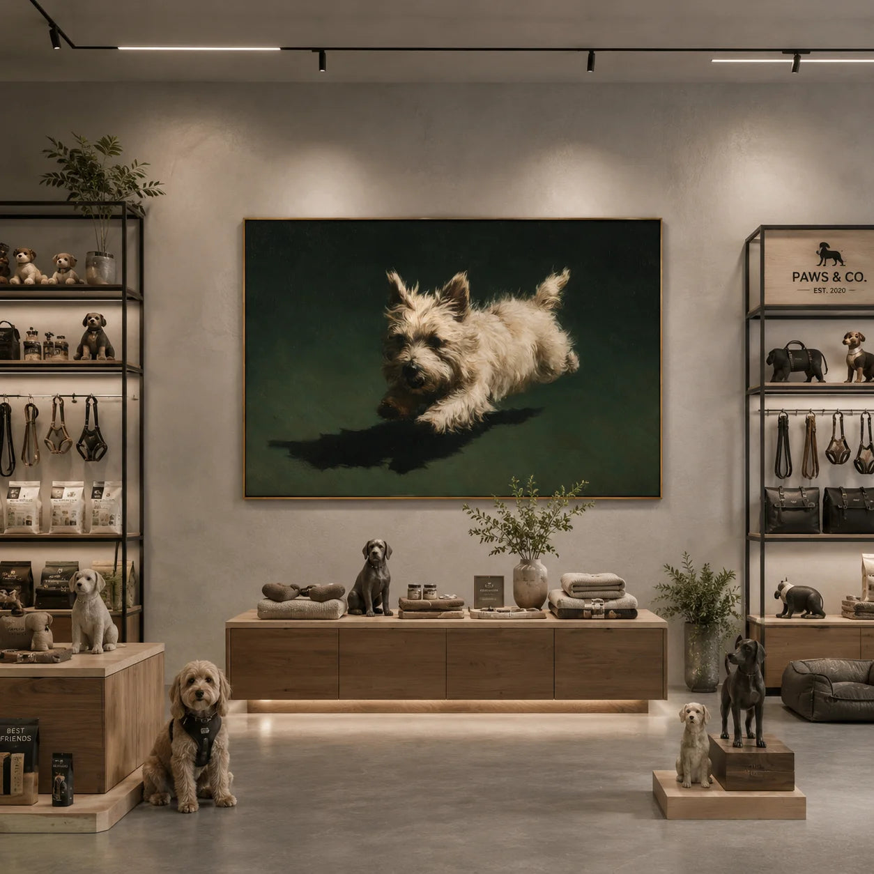 Westie Dog Portrait Hand-Painted Oil Painting, Running White Terrier Pet Wall Art # OA 1039