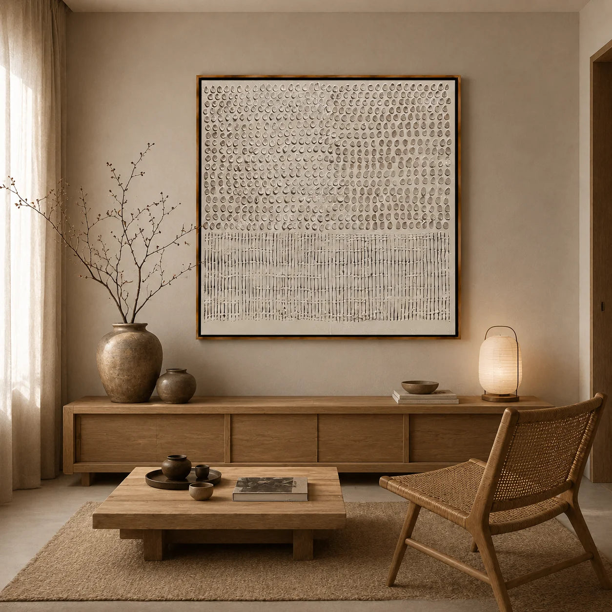 White Minimalist Textured Hand-Painted Oil Painting | Modern Abstract 3D Wall Art for Cream Neutral Decor#OA 1011