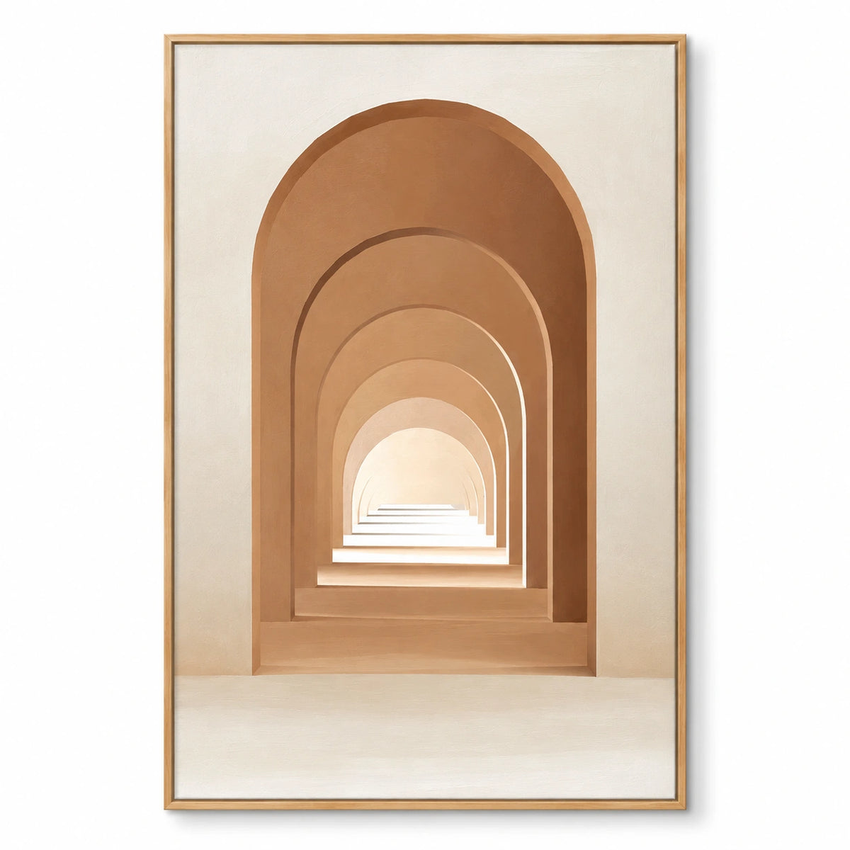 Terracotta Archway Oil Painting | Neutral Architectural Perspective Minimalist Vertical Wall Art #OA 1626