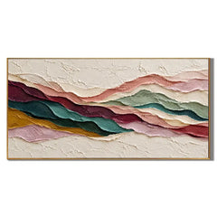 Textured Abstract Mountain Landscape Oil Painting, Hand Painted Earth Tone Impasto Wall Art for Living Room Bedroom | Ownanart # OA 1409