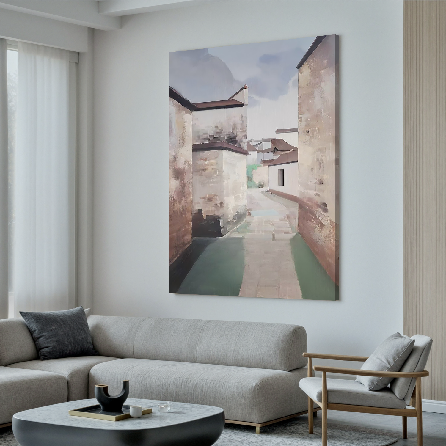 Quiet Old Alley-Traditional Village Alley Landscape Wall Art