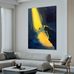 Black Cat Oil Painting, Butterfly and Light Wall Art for Bedroom Decor #OA 0619