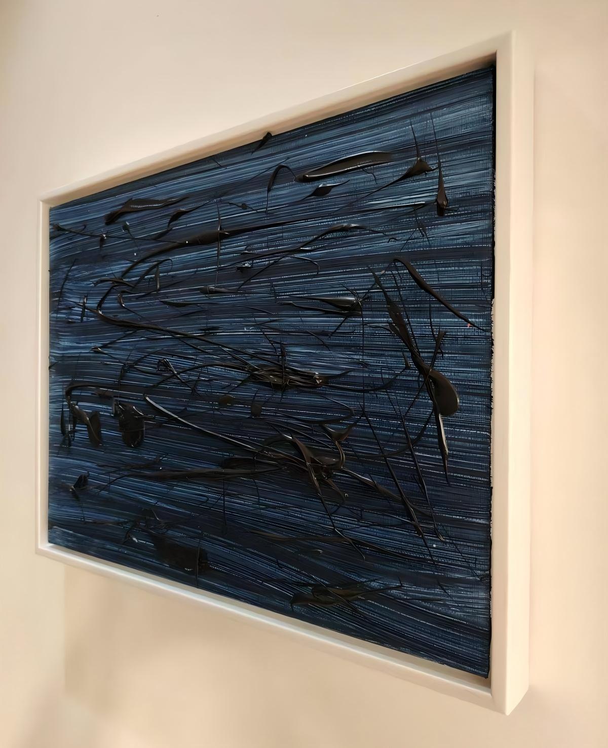 Blue Energy（24''x 32''/ 60 x 80 CM/Stretched + White Wooden Frame）