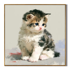 Cute Blue-Eyed Kitten Hand-Painted Oil Painting | Original Cat Wall Art for Living Room, Bedroom and Nursery Decor # OA 1109