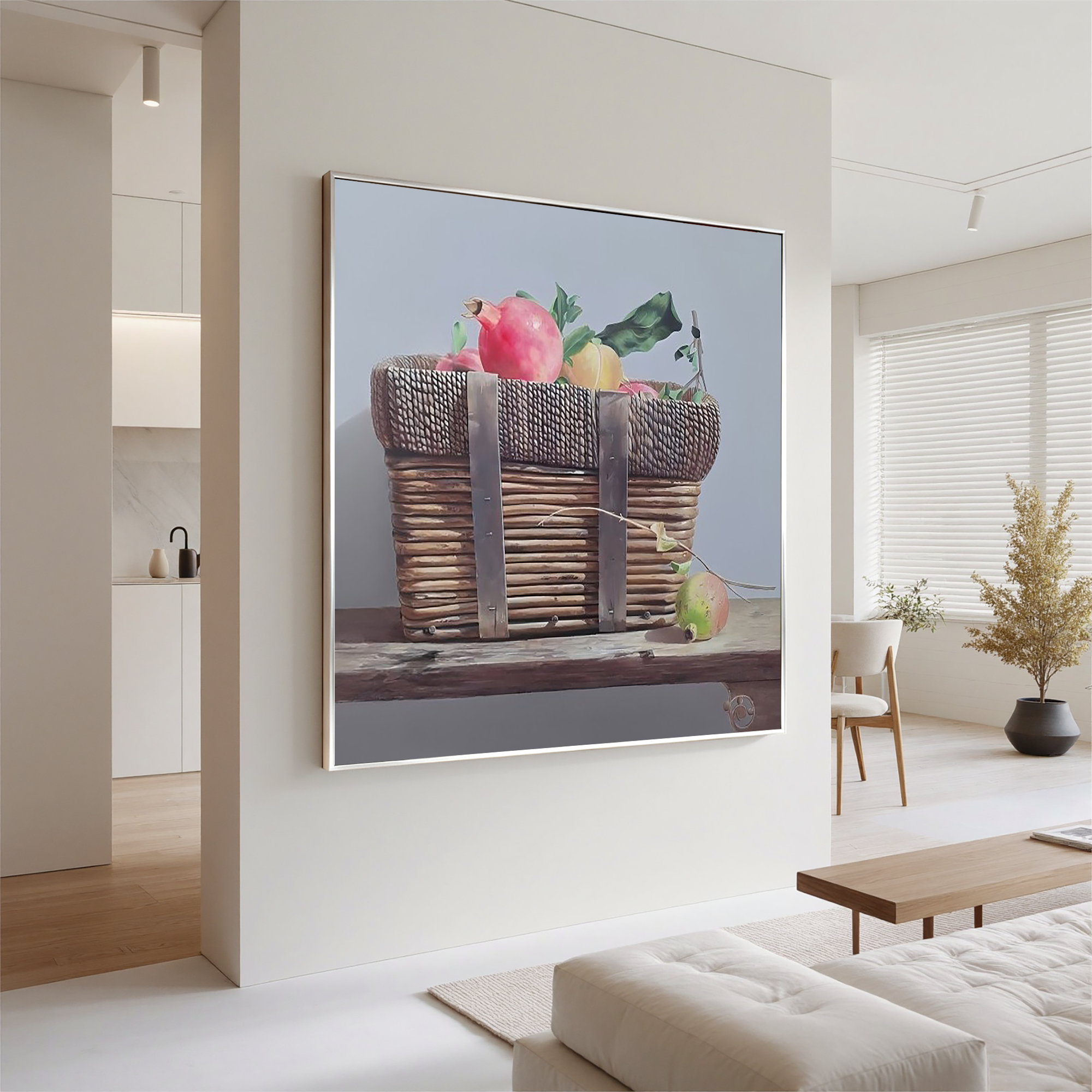 Fruit Basket Still Life-Rustic Fruit Basket Still Life Wall Art