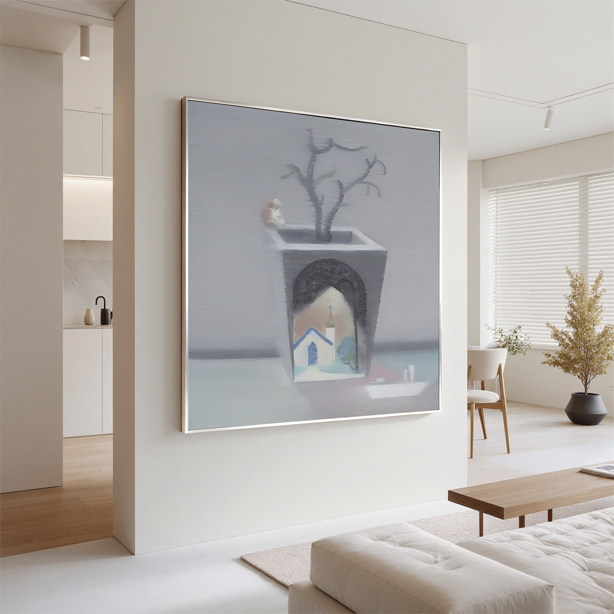 House in the Flower Pot-Surreal House Flower Pot Wall Art