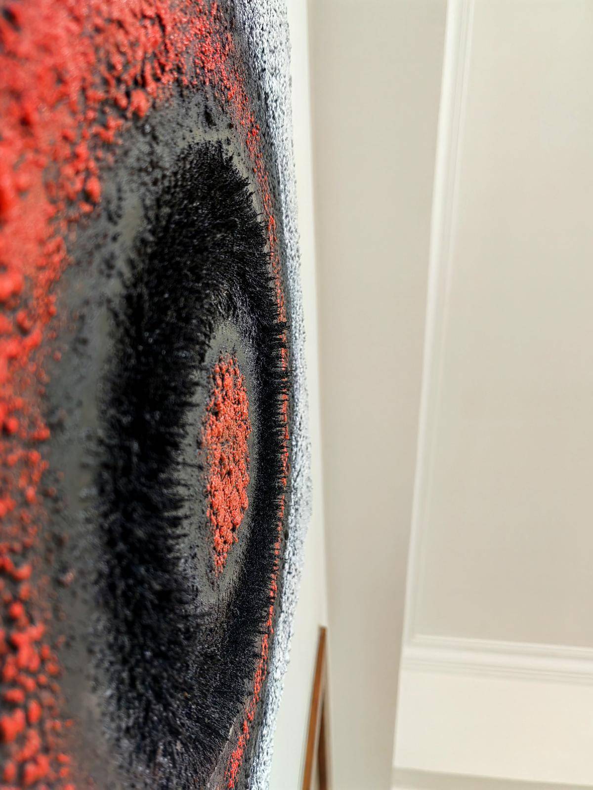Black and Red Abstract Textured Painting – Bold Modern Statement Canvas Wall Art for Living Room Decor #OA 0820
