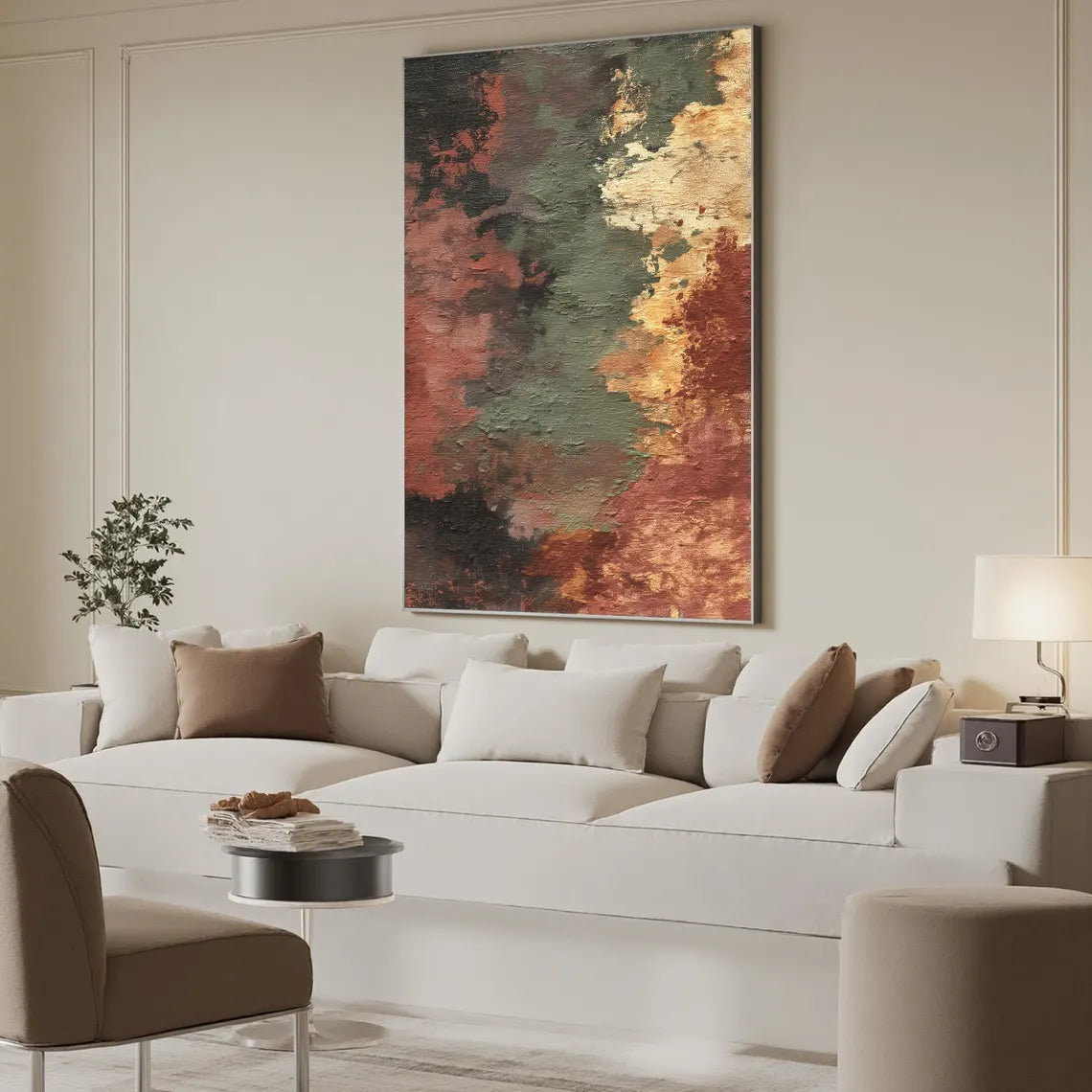 Large Modern Textured Abstract Wall Art – Earth Tone Contemporary Canvas Painting