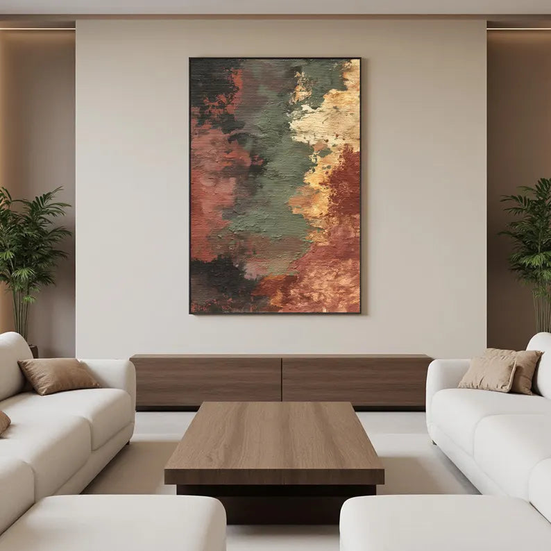 Large Modern Textured Abstract Wall Art – Earth Tone Contemporary Canvas Painting