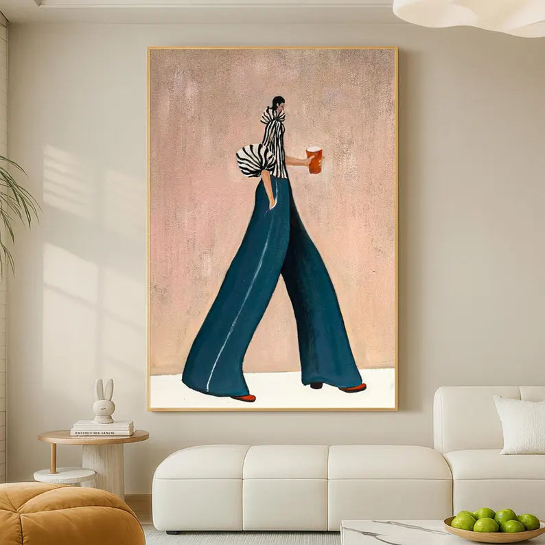 Modern Fashion Figure Wall Art – Minimalist Stylish Woman Canvas Painting for Contemporary Home Decor