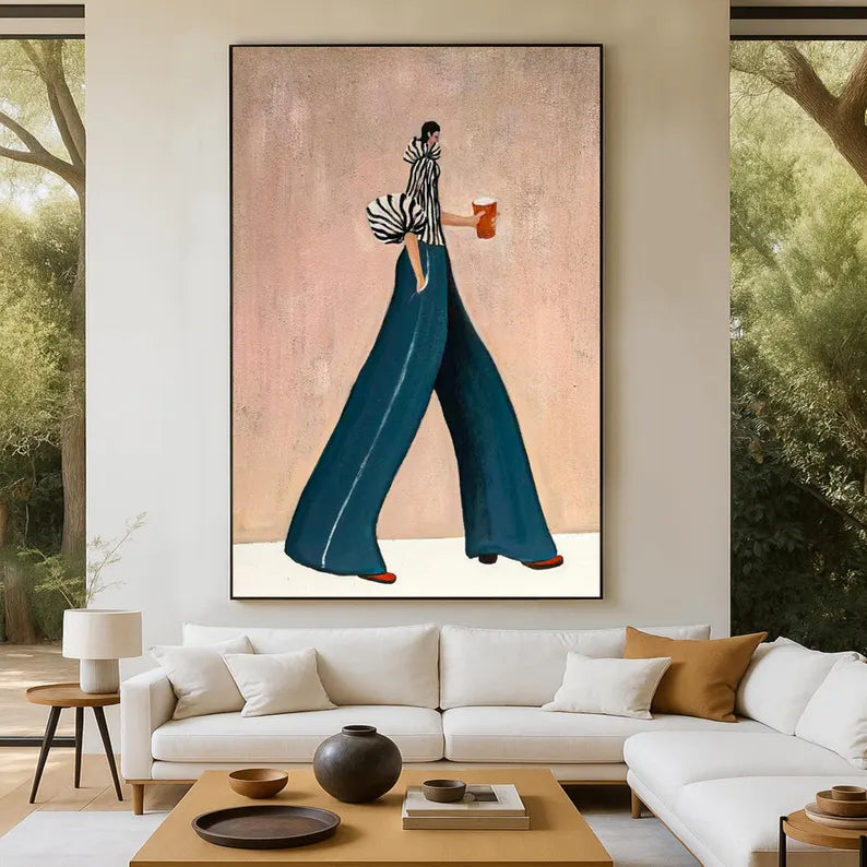 Modern Fashion Figure Wall Art – Minimalist Stylish Woman Canvas Painting for Contemporary Home Decor