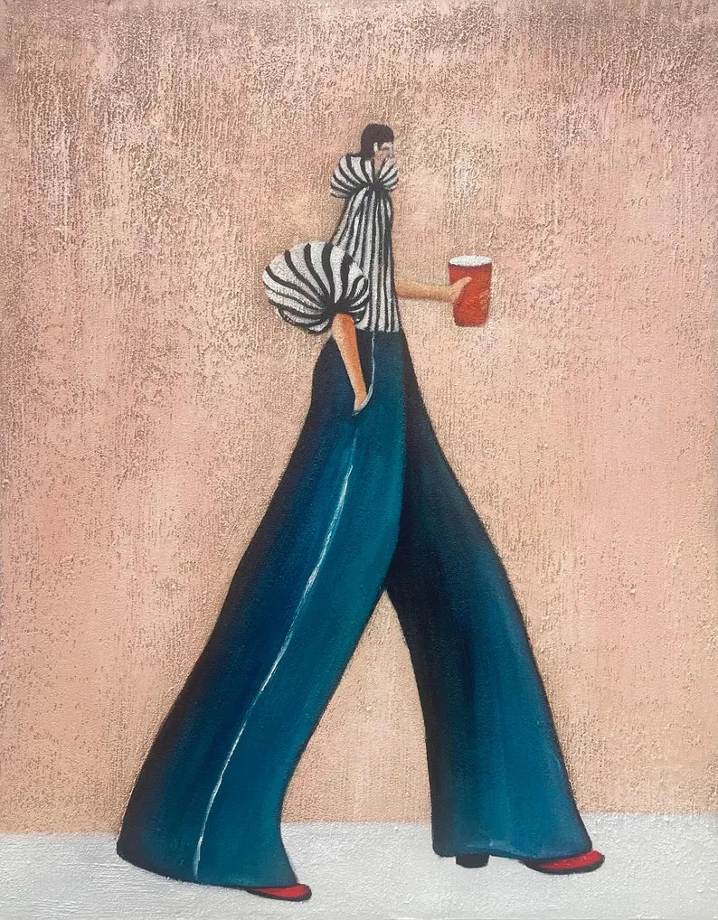 Modern Fashion Figure Wall Art – Minimalist Stylish Woman Canvas Painting for Contemporary Home Decor