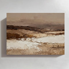 Neutral Abstract Landscape Wall Art – Modern Earth Tone Textured Canvas Painting for Living Room Decor
